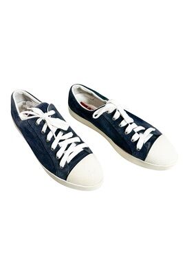 Prada Navy Low Top Lace Up Suede Women Sneakers Shoes Size 41.5 (US 11.5 W)